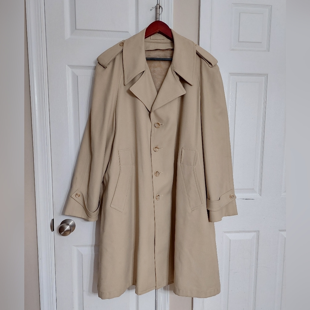 Vintage Men's Bertram All-Weather Tailored Coat Faux-fur lining Sz 46R